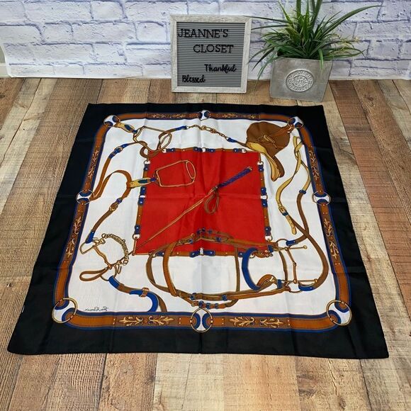 Gim Renoir vintage scarf equestrian print - Picture 6 of 10